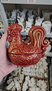 Резной Петушок из гипса (шкатулка/подсвечник)Высота: 13 см.