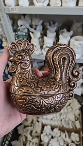 Резной Петушок из гипса (шкатулка/подсвечник)Высота: 13 см.